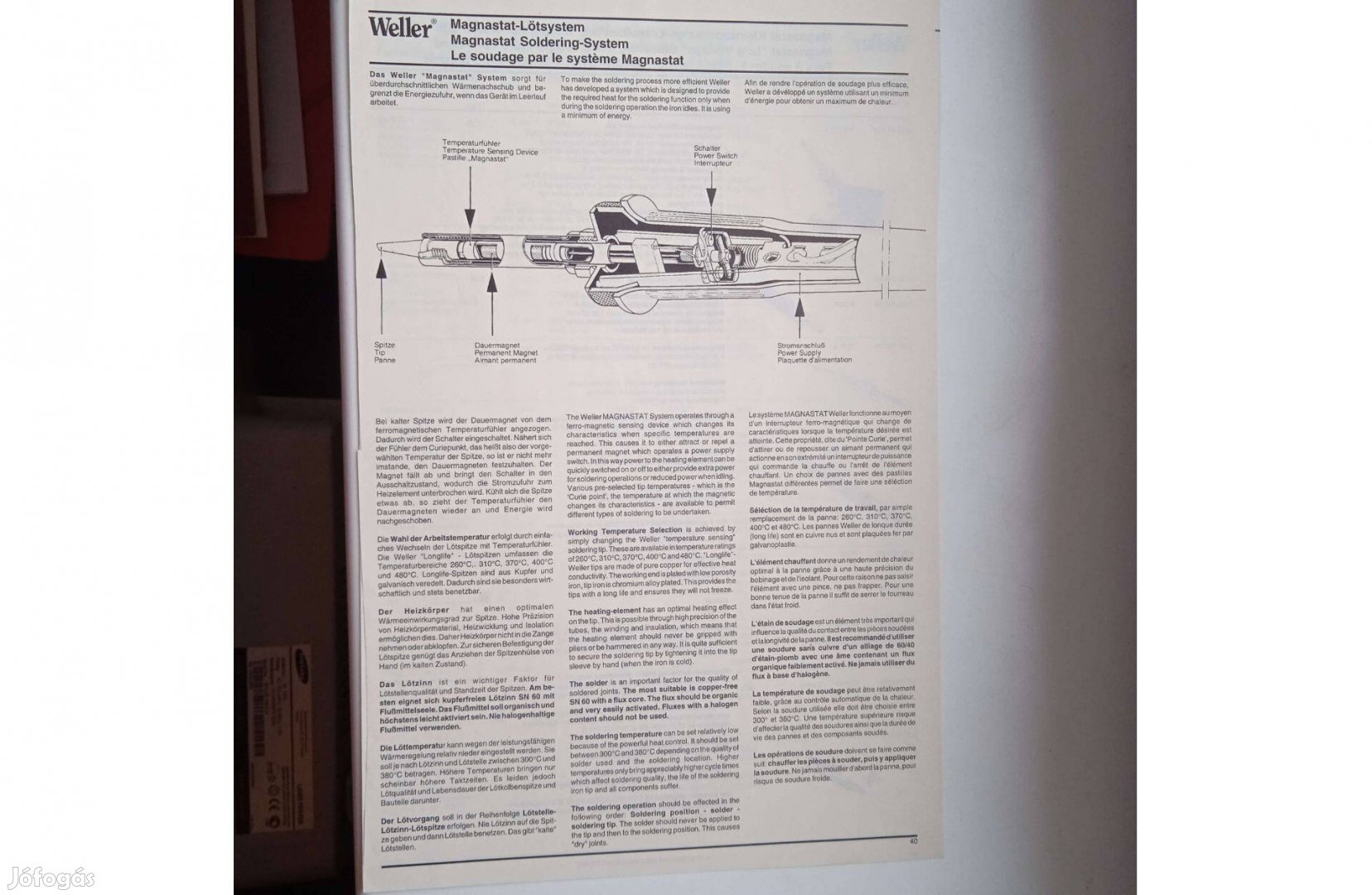 Weller Magnastat eredeti német dokumentációk , több lap