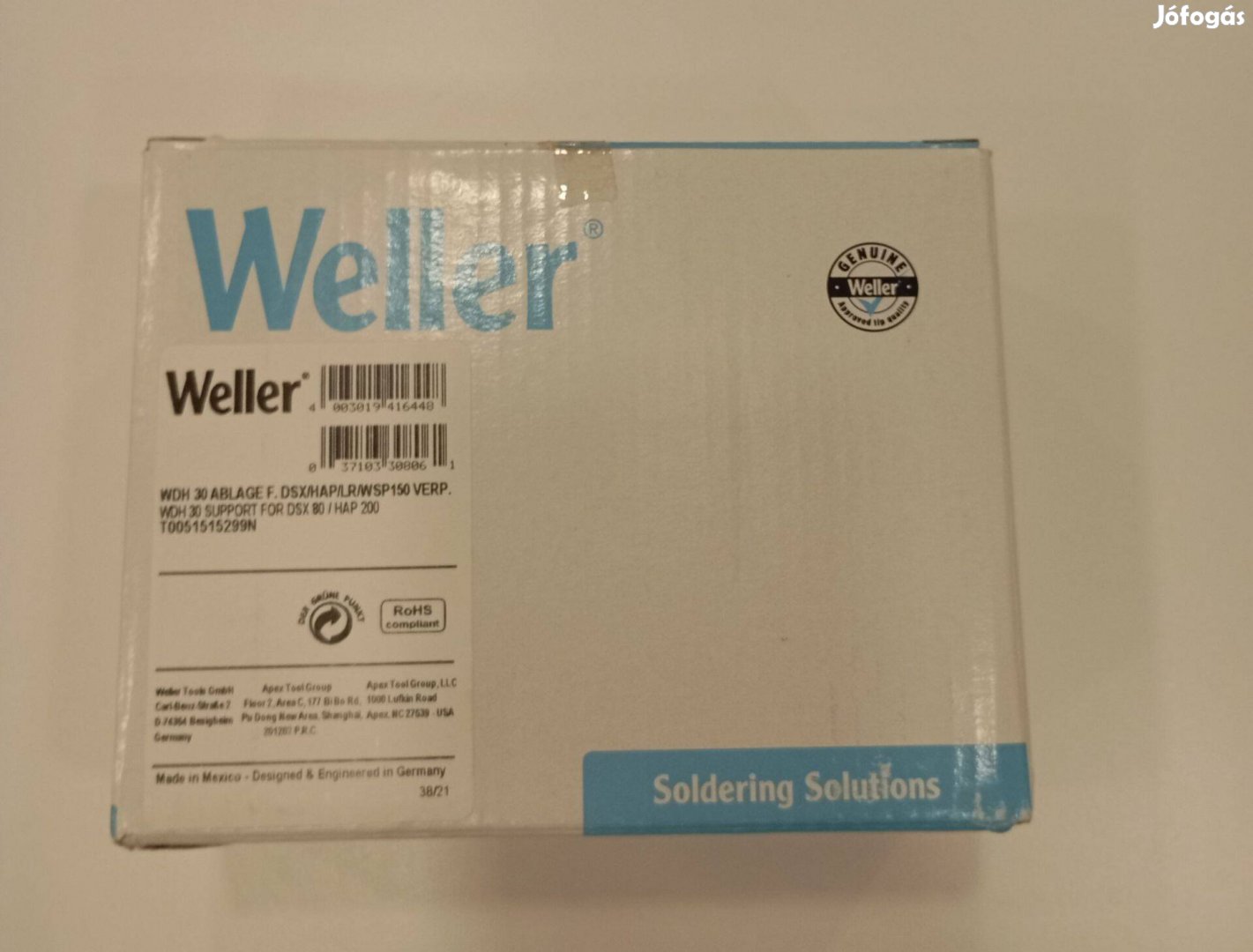 Weller Wdh 30 pákaállvány DSX80-hoz, új állapotban