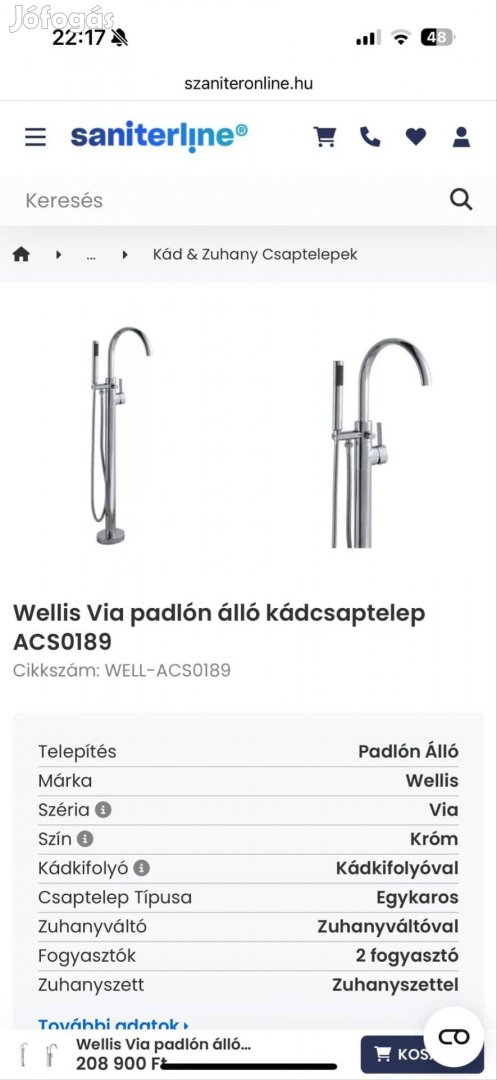 Wellis padlón álló Kádcsaptelep