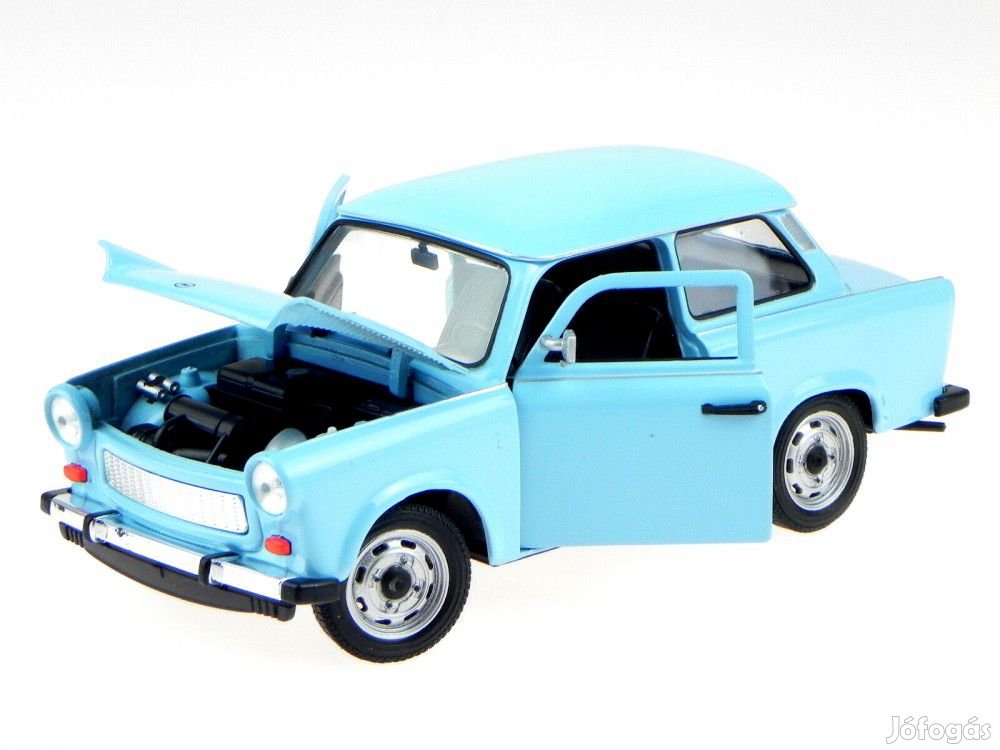 Welly 24037BL 1:24 15cm kétütemű Trabant 601 kék 2T Trabi fém modell