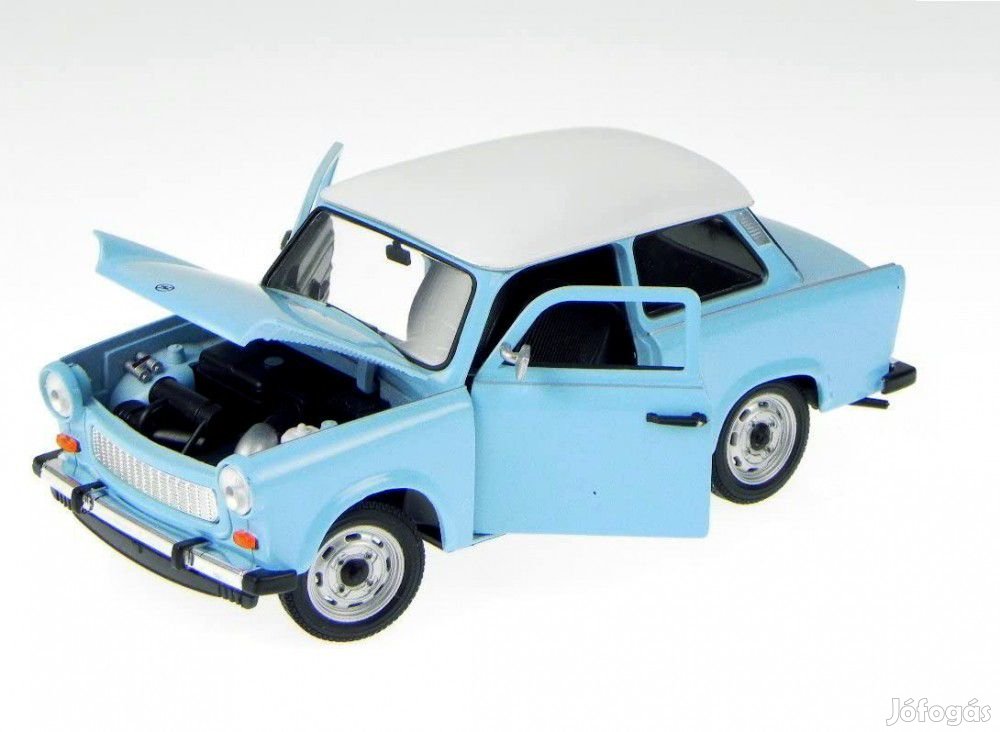 Welly 24037WBL 1:24 15cm kétütemű Trabant 601 kék 2T Trabi fém modell