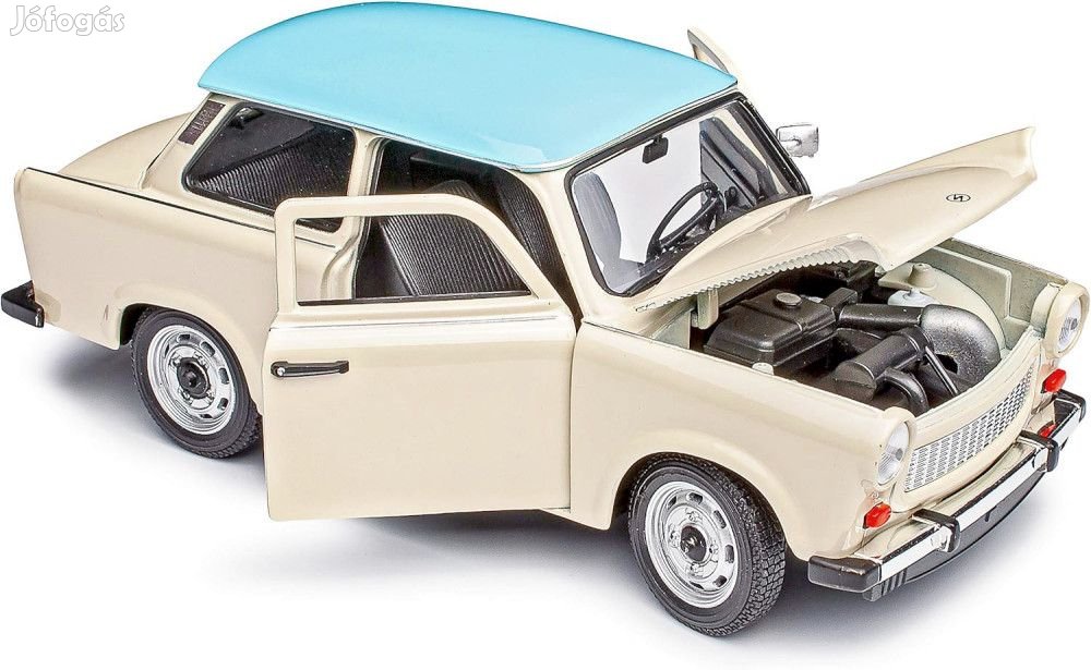 Welly NEX 24037S-W 1:24 15 cm kétütemű Trabant 601 kék tetős fehér (t