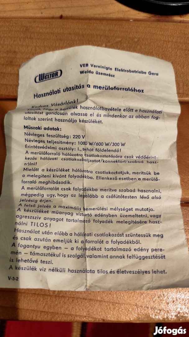 Weltor merülő forraló