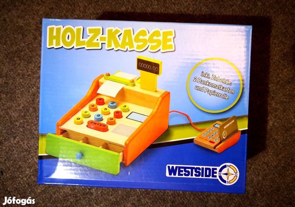 WestSide 15x15x12cm kreativitás és fantázia fejlesztő fa játék pénztá
