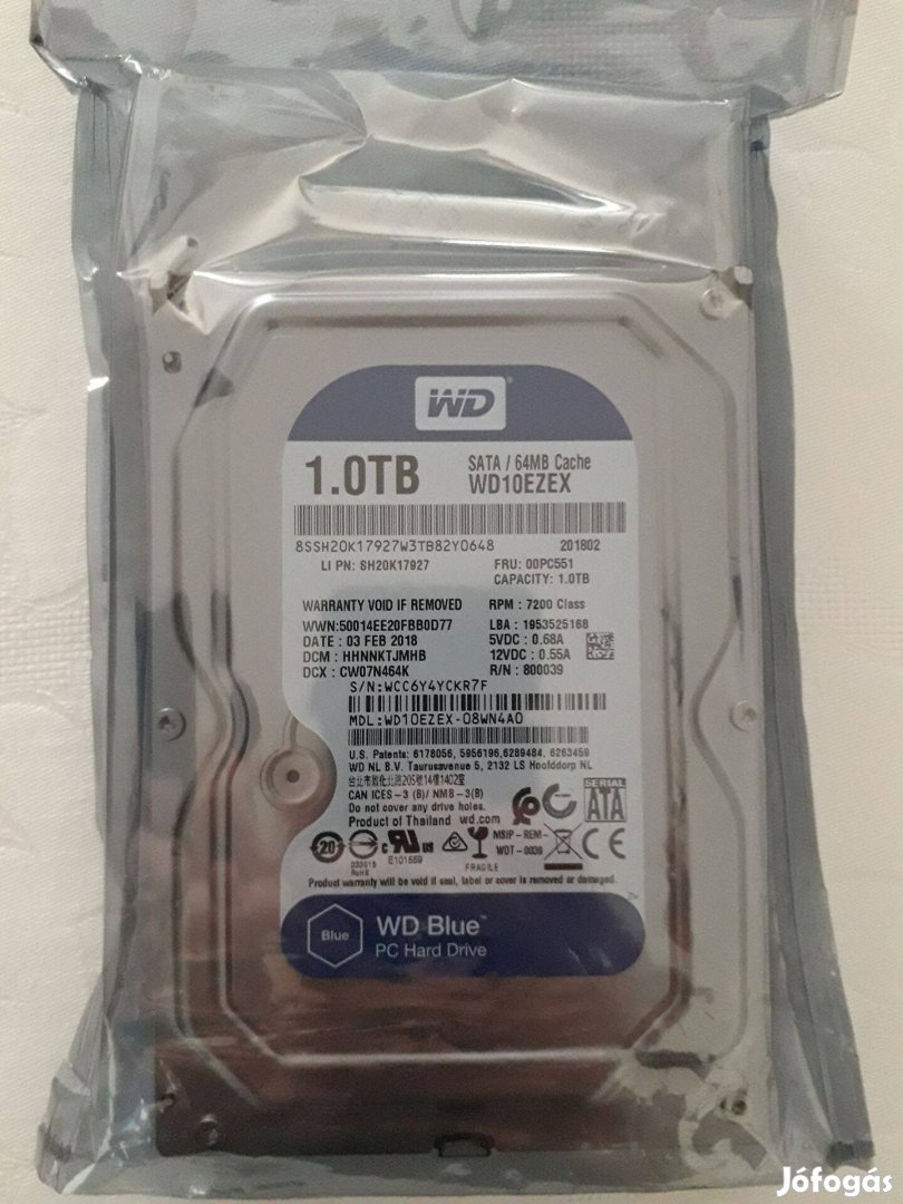 Western Digital Blue 3.5 1TB 7200rpm 64MB SATA3 (WD10Ezex)