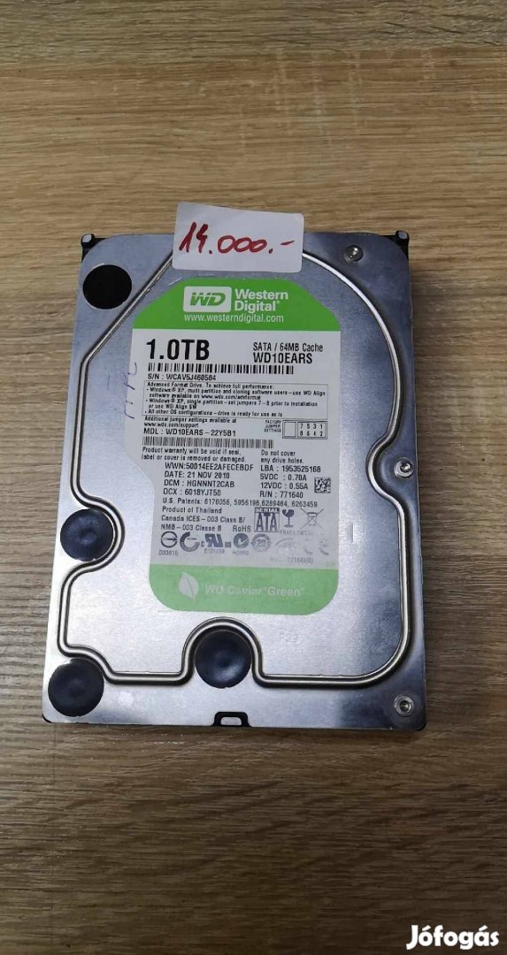 Western Digital HDD meghajtó 1TB