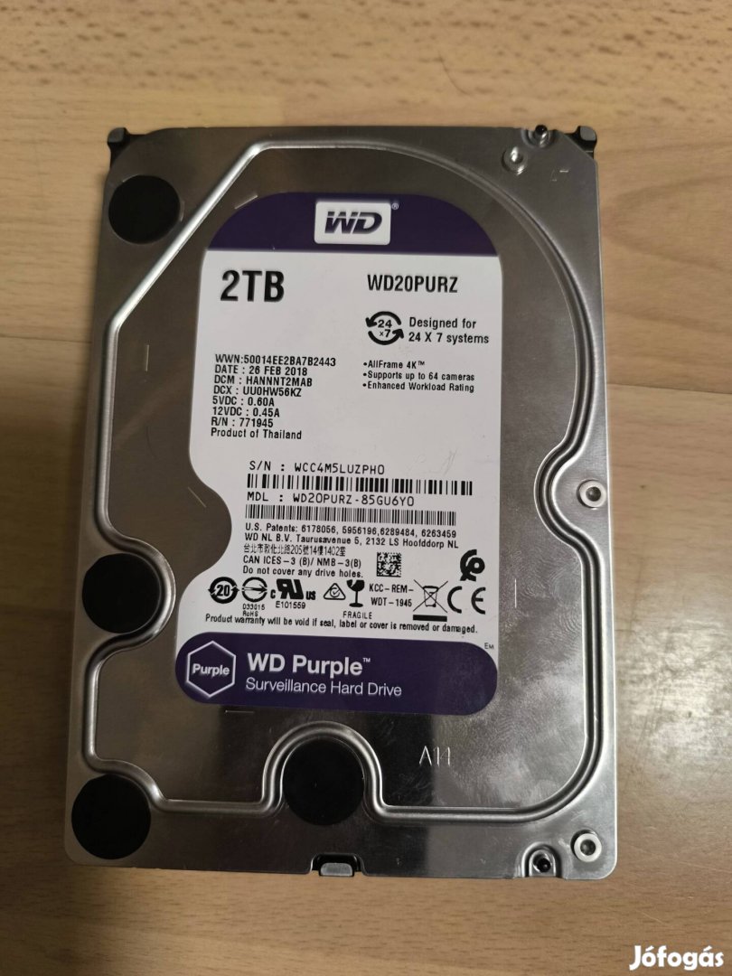 Western Digital Purple WD23Purz HDD - 2TB, SATA3, 5400rpm, 3,5"