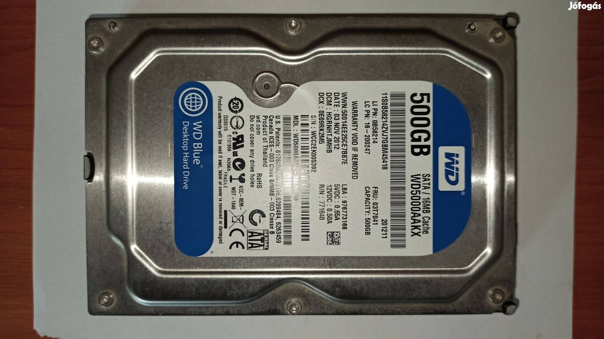 Western Digital WD5000Aakx 500GB 2.5 HDD merevlemez hibás