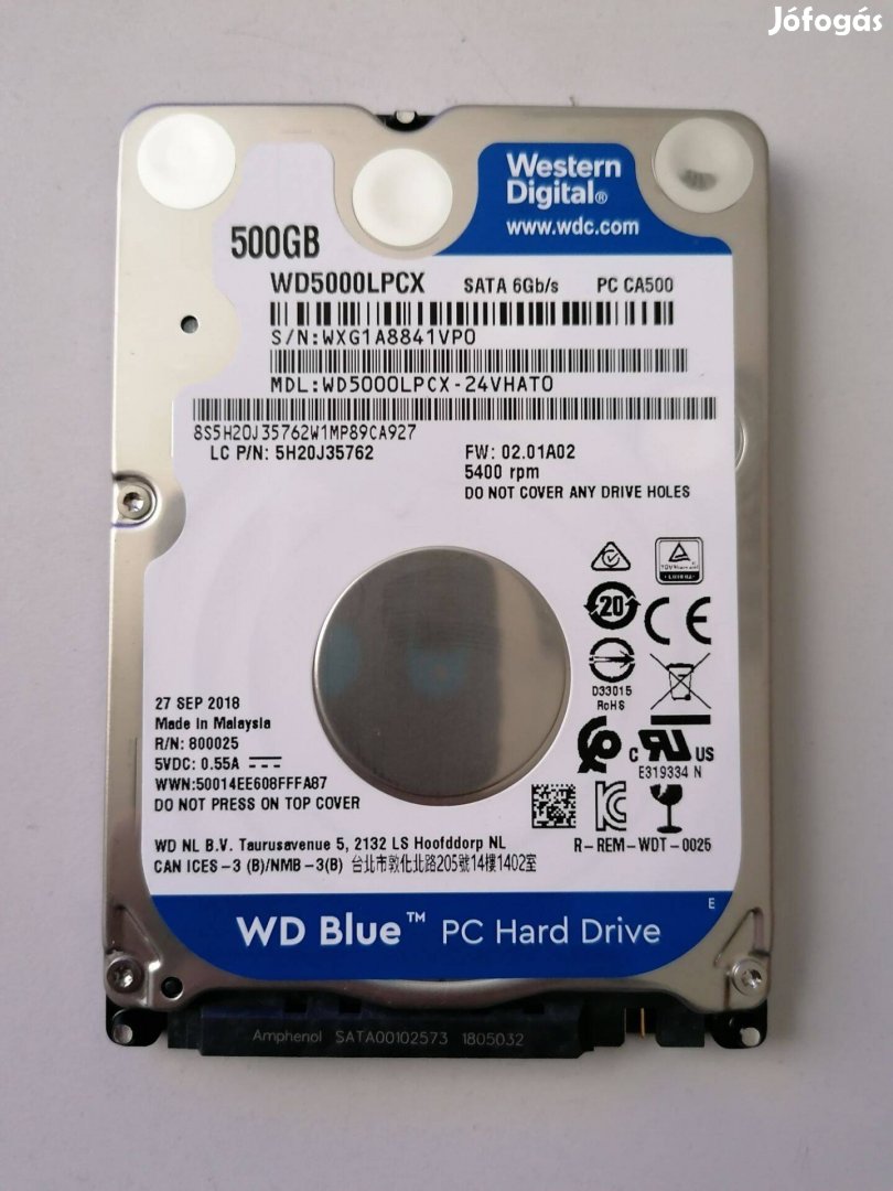 Western Digital WD Blue 2.5" 500GB 5400rpm 16MB SATA3 (WD5000Lpcx)