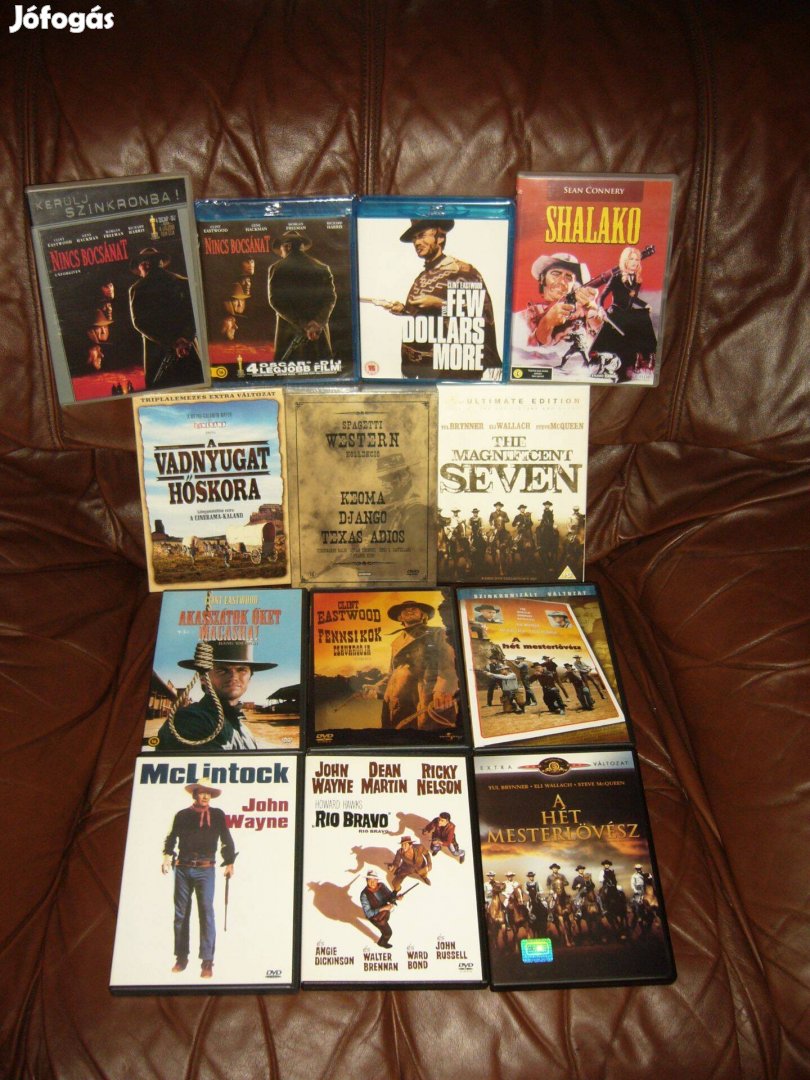 Western dvd , blu-ray filmek . Cserélhetők Blu-ray filmekre !