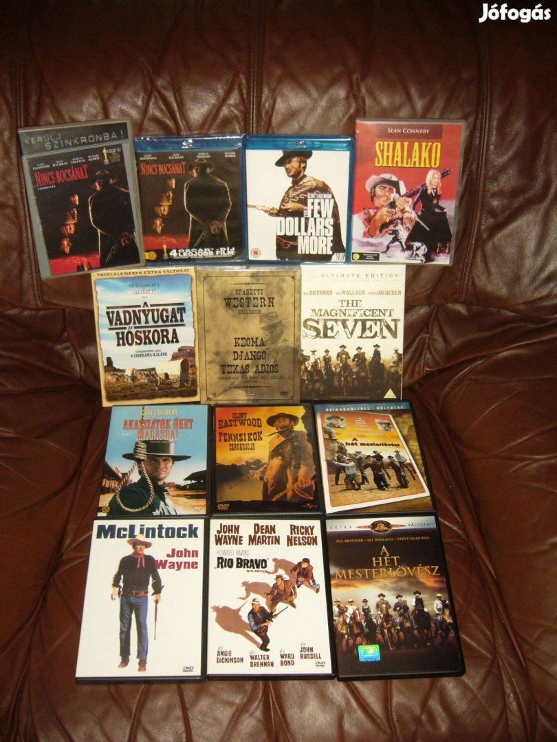 Western dvd , blu-ray filmek . Cserélhetők Blu-ray filmekre !