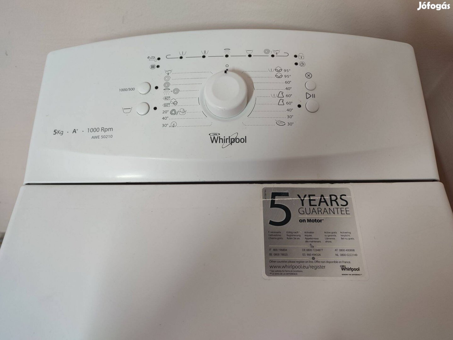Whirlpool A+ kategóriás felültöltős mosógép