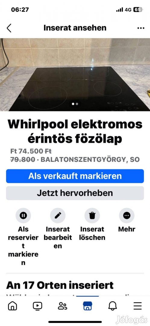 Whirlpool elektromos touch Ceranfeld