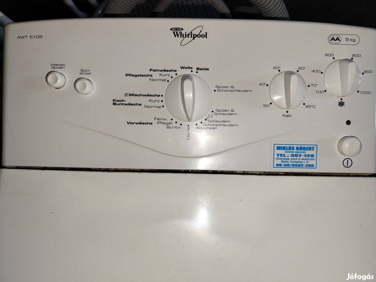 Whirpool felültöltős mosógép