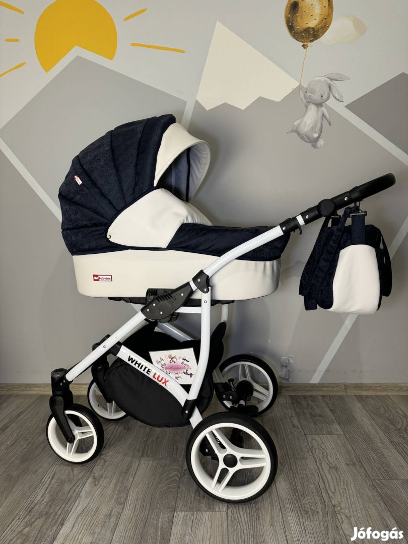 Whitelux ECO 3:1 sötétkék fehér unisex babakocsi Garis! 