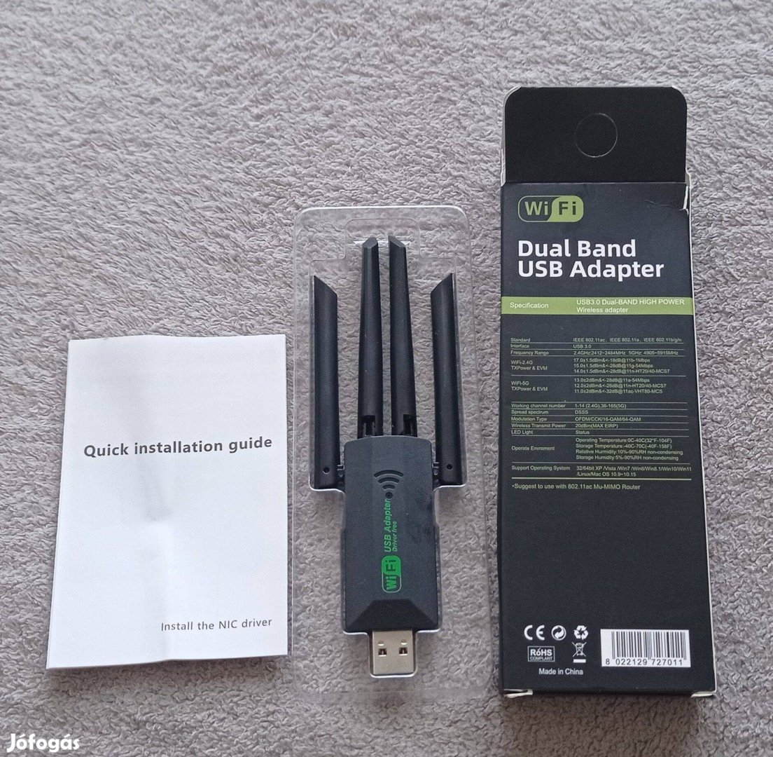 WiFi USB Adapter - 1200Mbps - Dual Band 2.4G+5Ghz