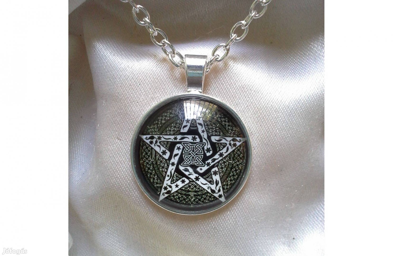 Wicca Pentagramma Szimbólum Medál Hosszú Nyakláncon