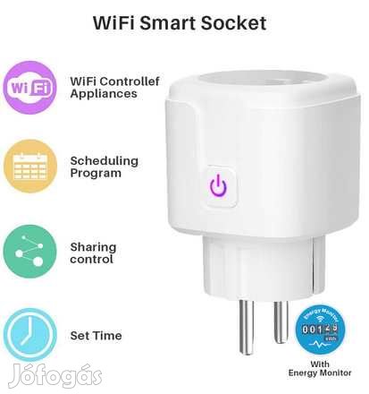 Wifi-s 16amp Okos Konnektor, Fogyasztásmérő, Időzítő (3327)