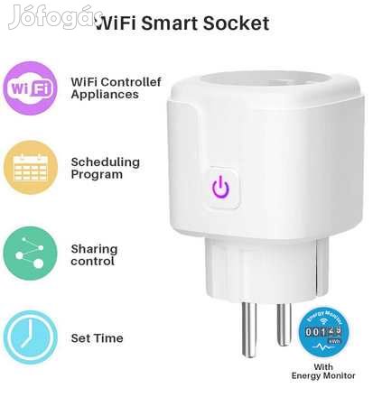 Wifi-s 16amp Okos Konnektor, Fogyasztásmérő, Időzítő (3327)