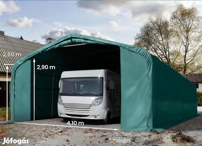Wikinger Ponyvagarázs mobilgarázs , 6x18m, PVC ponyva, sötét zöld