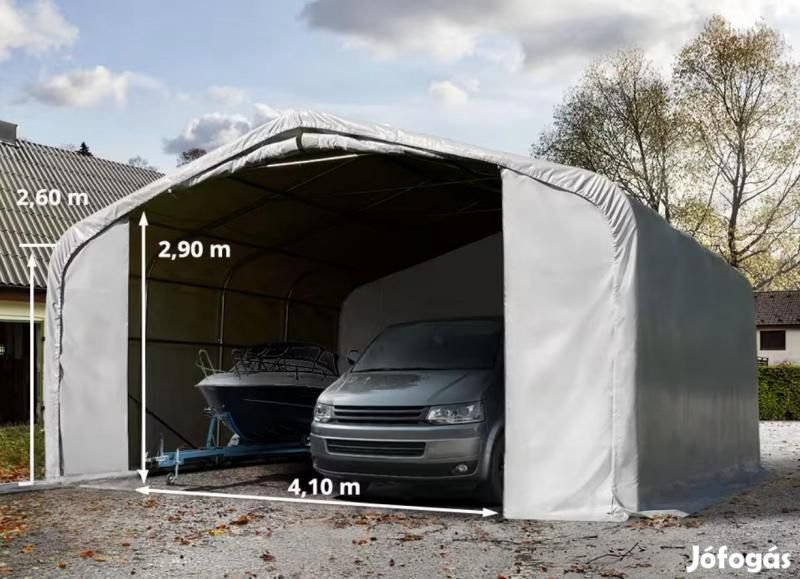 Wikinger Ponyvagarázs mobilgarázs autógarázs 6x6m, PVC ponyva szürke