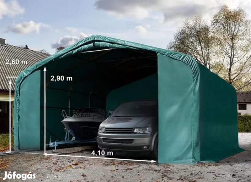 Wikinger Ponyvagarázs mobilgarázs autógarázs 6x6m, PVC ponyva zöld