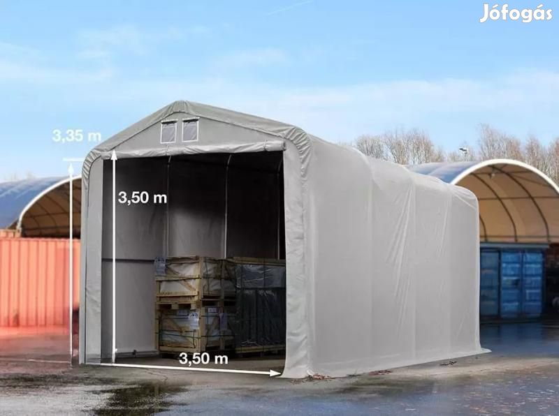 Wikinger extra erős mobilgarázs raktársátor 4x8m bejárat
