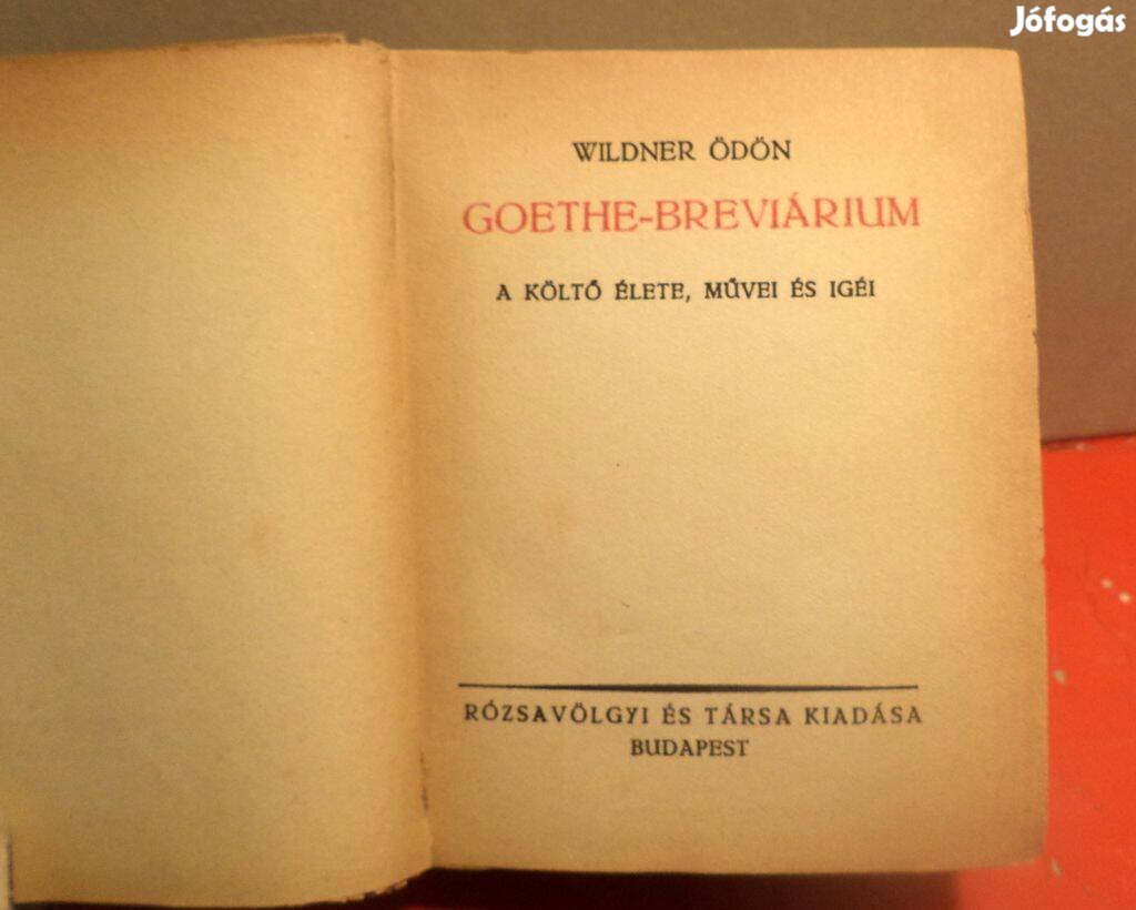 Wildner Ödön: Goethe Breviárium