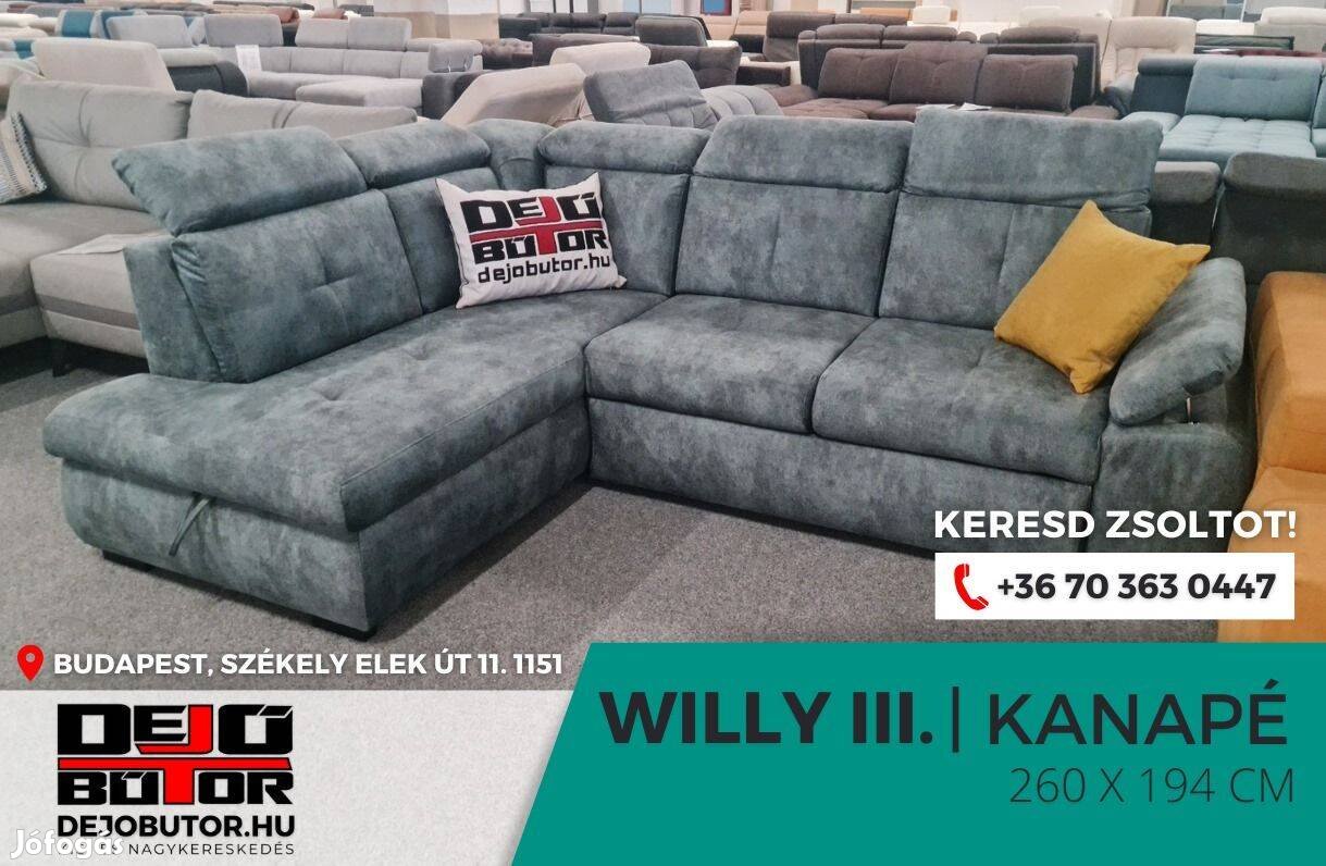 Willy 3 minőségi sarok kanapé ülőgarnitúra 250x194 cm ágyazható selyem