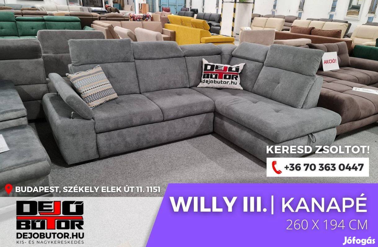 Willy III. sarok kattanó támlás kanapé ülőgarnitúra 250x184 cm gray