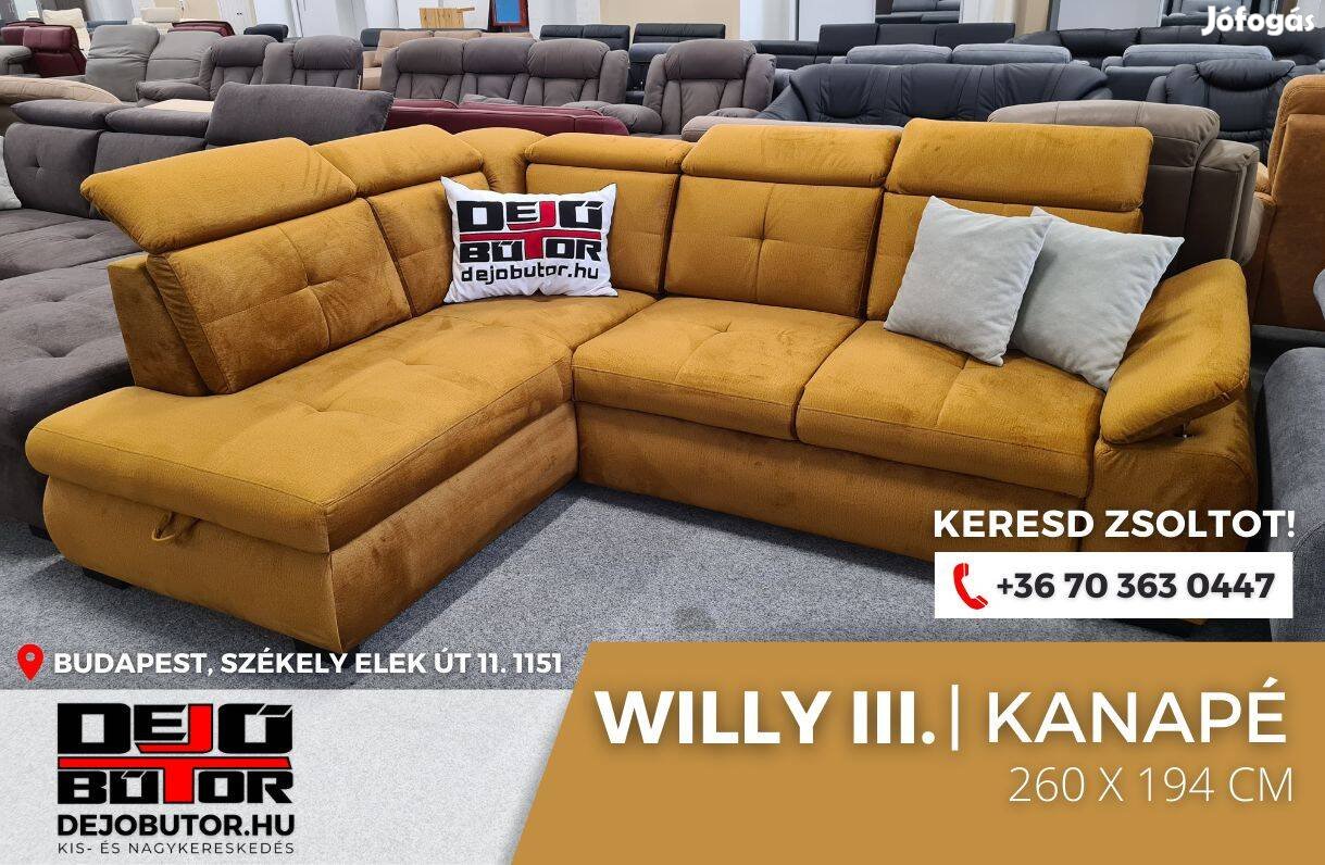 Willy III. sarok kattanó támlás kanapé ülőgarnitúra 250x184 cm orange