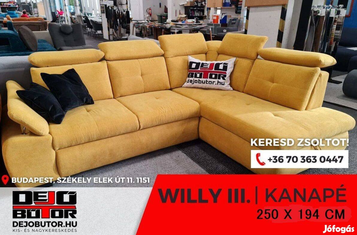Willy III kanapé 255x184 cm ágyazható ülőgarnitúra sárga sarok
