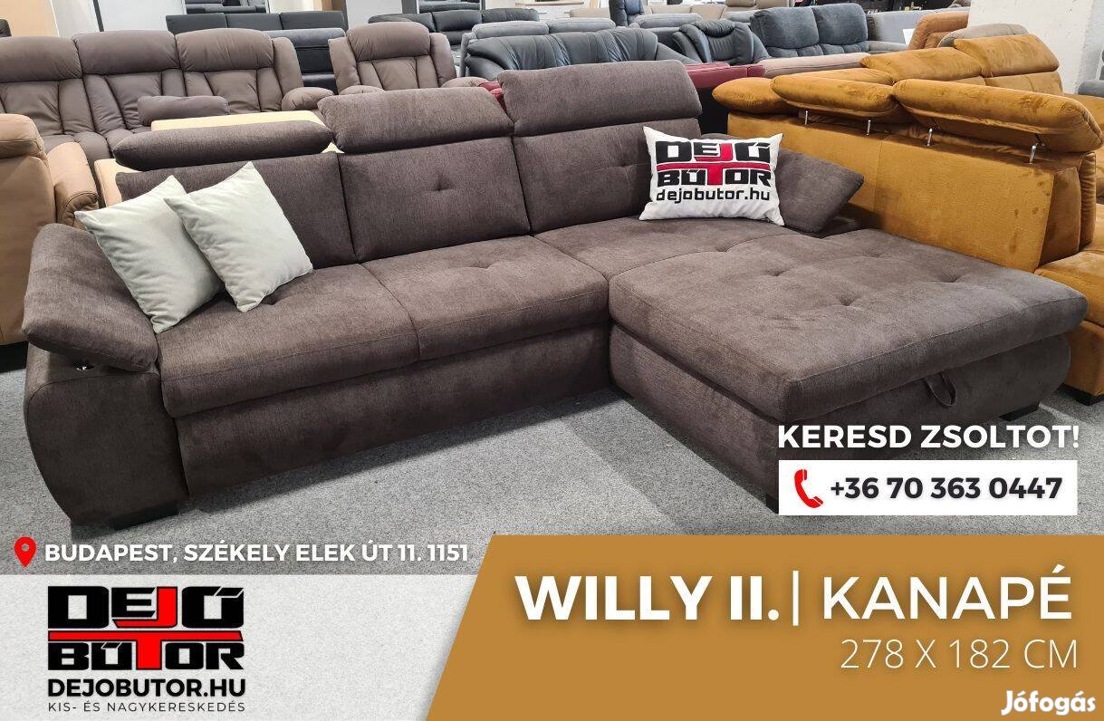 Willy II. aston 5 barna kanapé sarok ülőgarnitúra 278x182 cm ágyazható