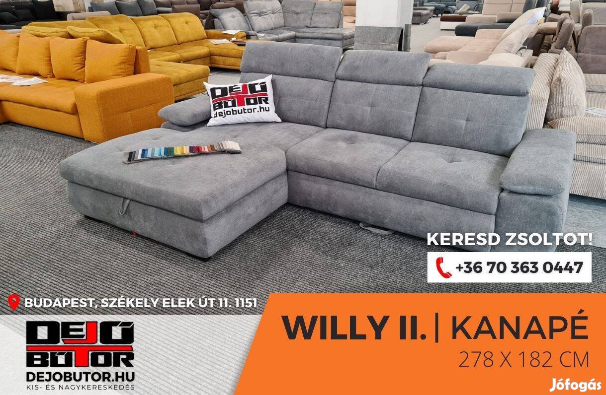 Willy II. rugós relax ualak kanapé ülőgarnitúra 278x182 cm gray sarok