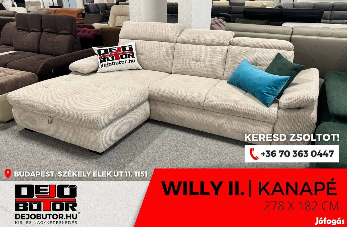Willy II sarok hátfalas kanapé ülőgarnitúra bútor 278x175 cm aston 1
