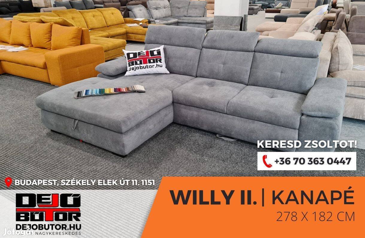 Willy II sarok kanapé bútor ülőgarnitúra 278x182 cm grey
