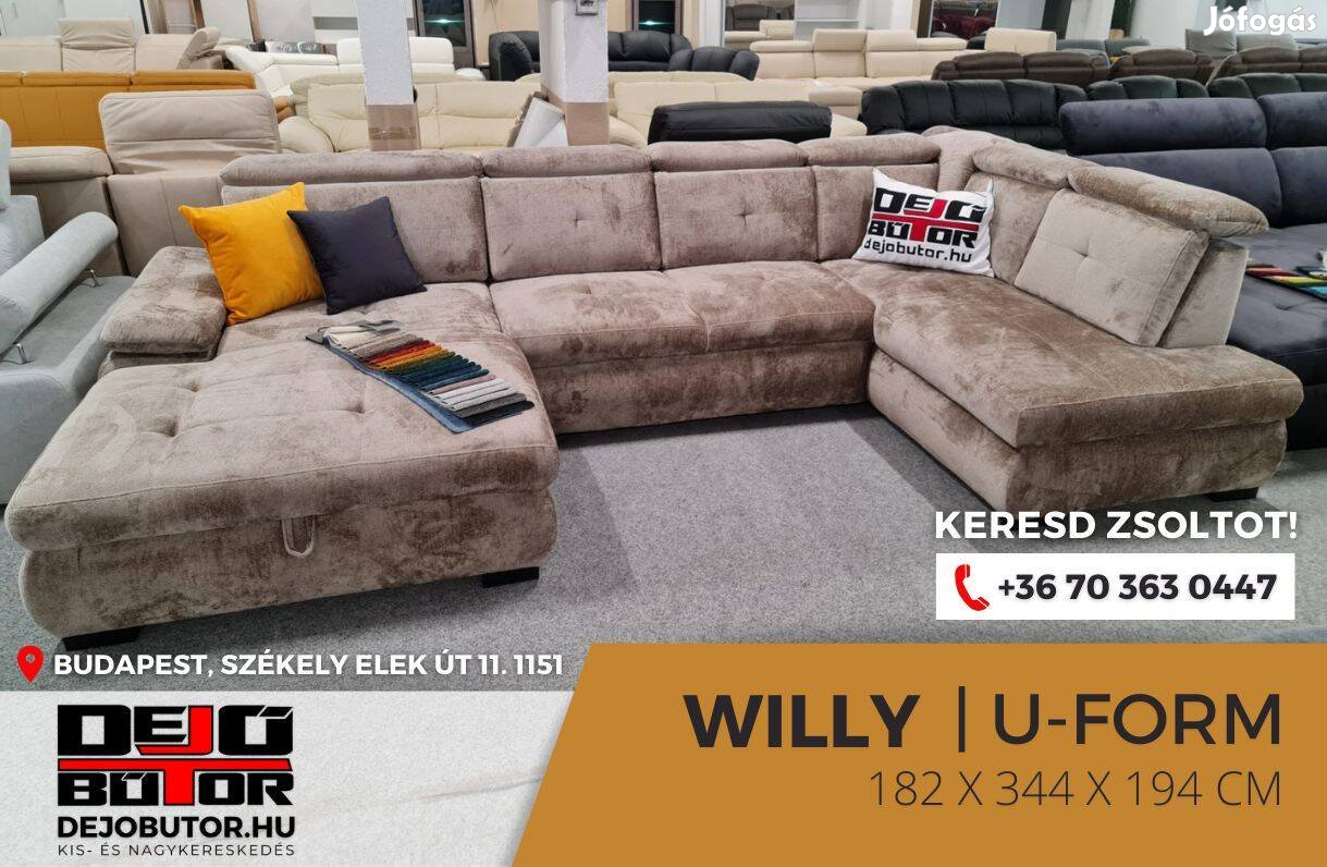 Willy I. rugós kanapé ülőgarnitúra 182x344x194 cm drapp ualak sarok