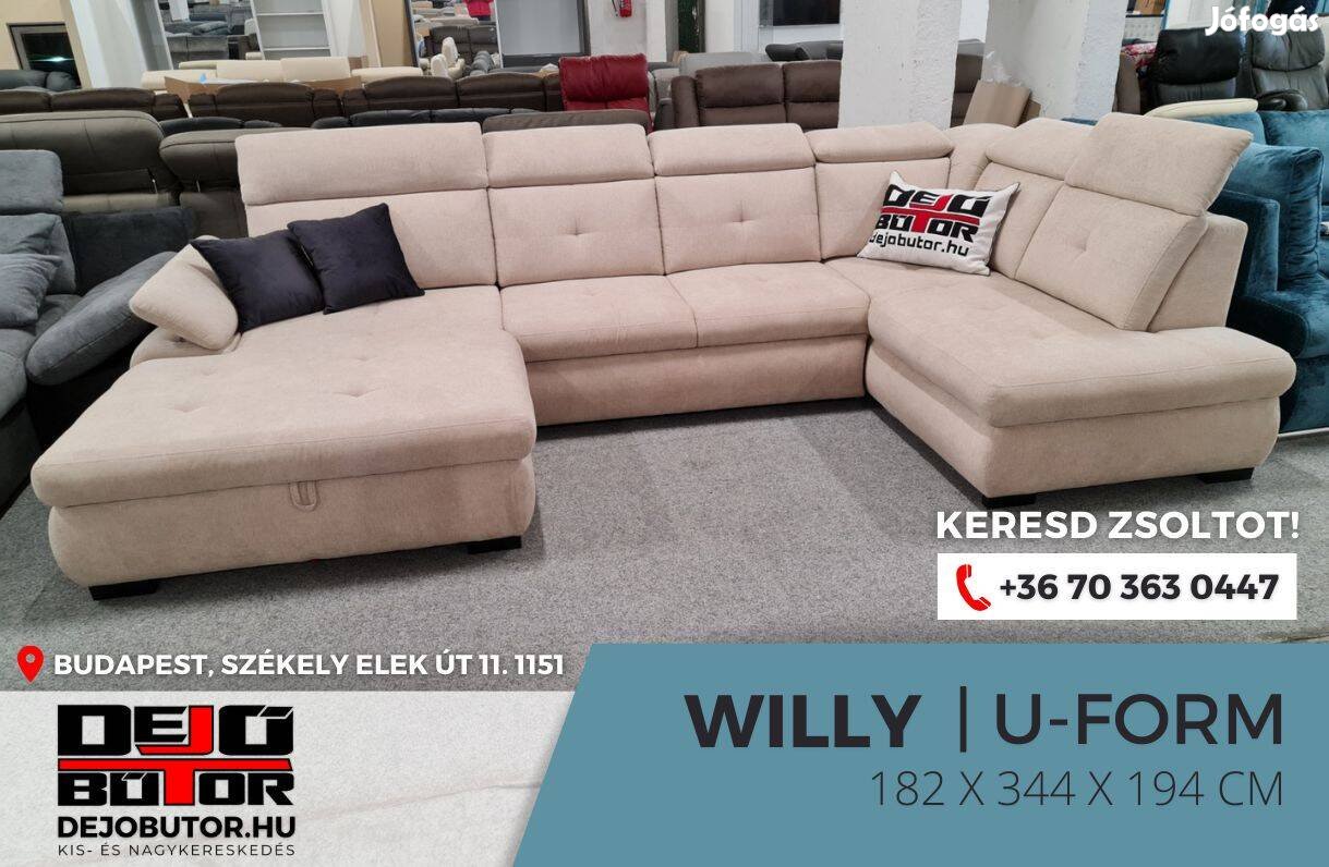 Willy I. ualak rugós bézs kanapé ülőgarnitúra 182x344x194 cm sarok