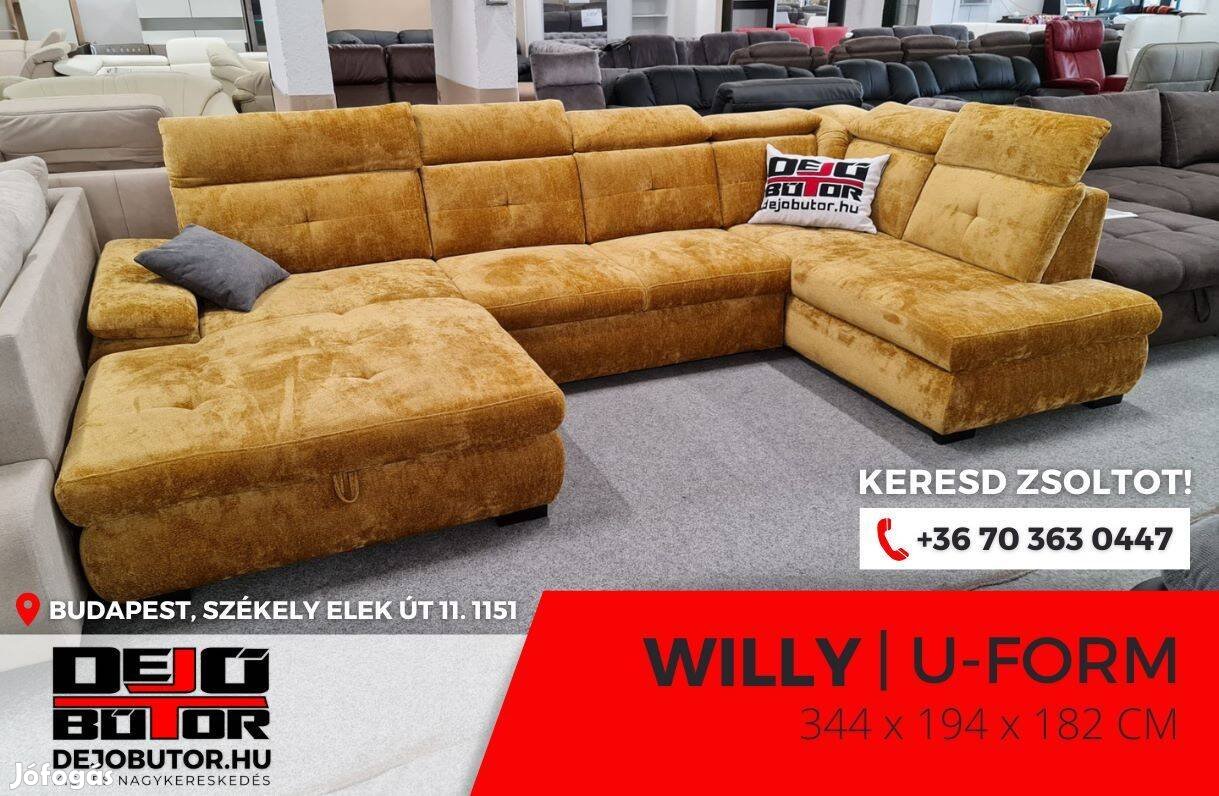 Willy sarok sárga kanapé rugós ülőgarnitúra 344x194x182 cm ualak
