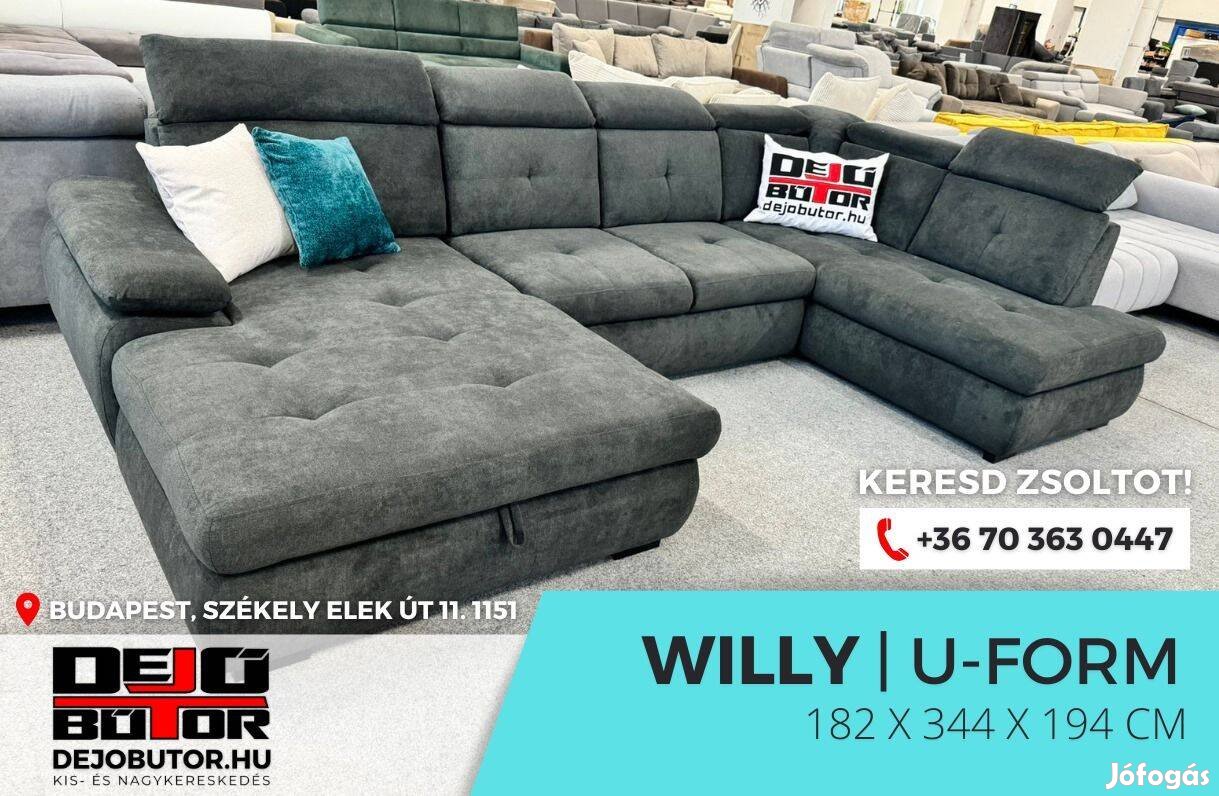 Willy ualak sarok kanapé rugós ülőgarnitúra 182x344x194 cm fekete
