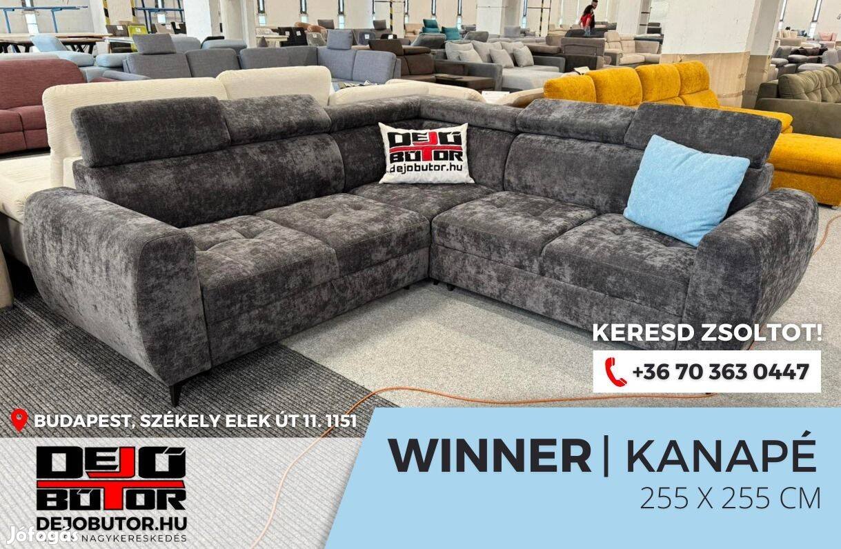 Winner 2 sarok kanapé ülőgarnitúra 255x255 cm ágyazható plüss