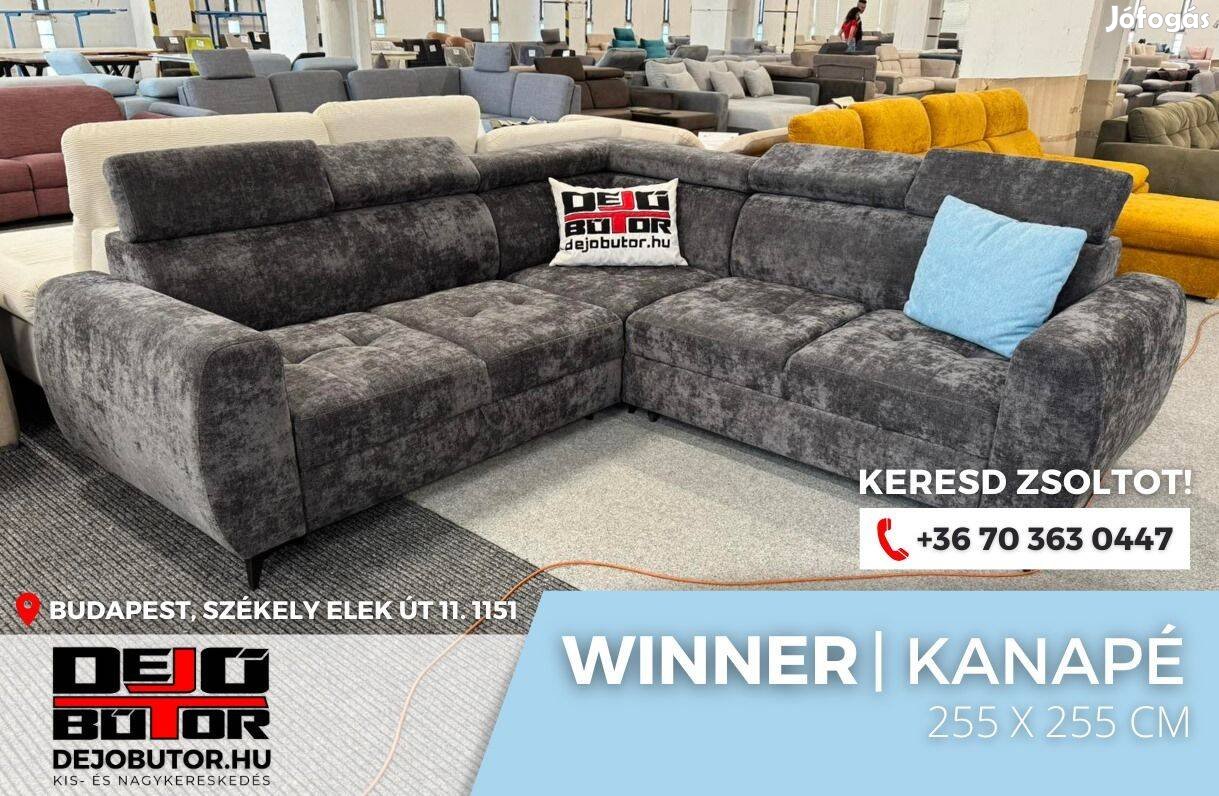 Winner sarok kanapé rugós ülőgarnitúra 255x255 cm glory 19 gray