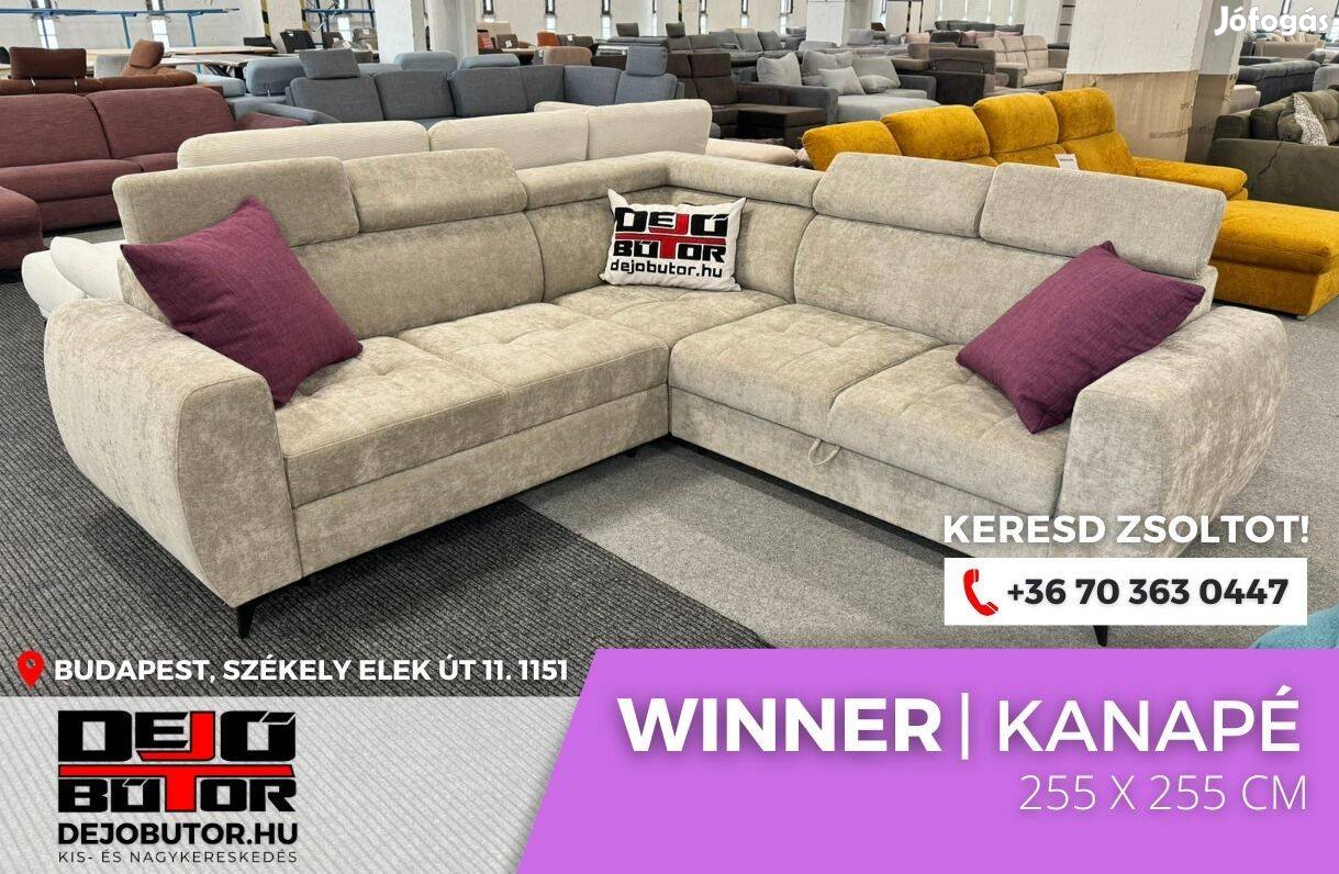Winner sarok kanapé rugós ülőgarnitúra 255x255 cm glory 4 bézs