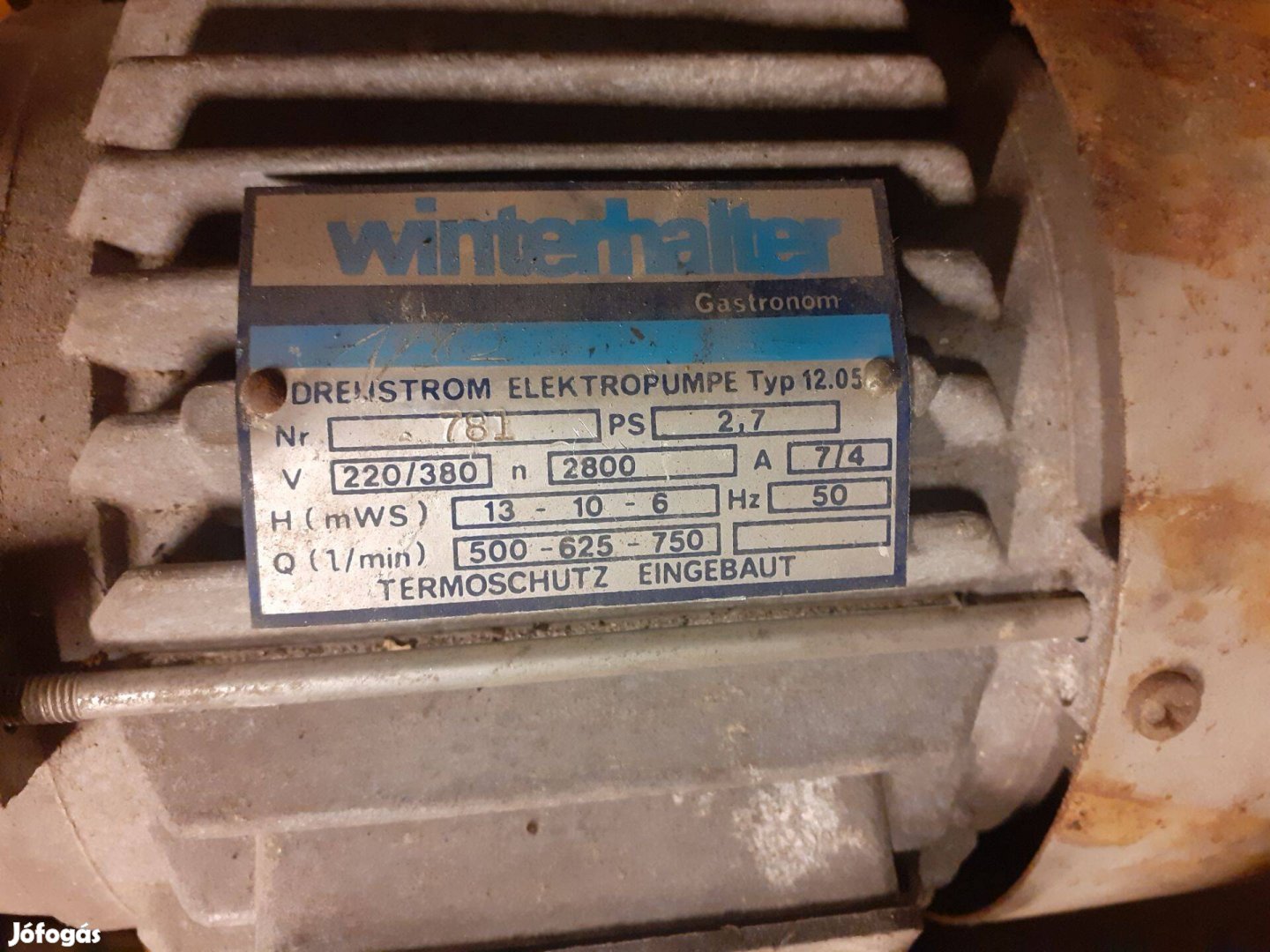 Winterhalter szivattyú motor