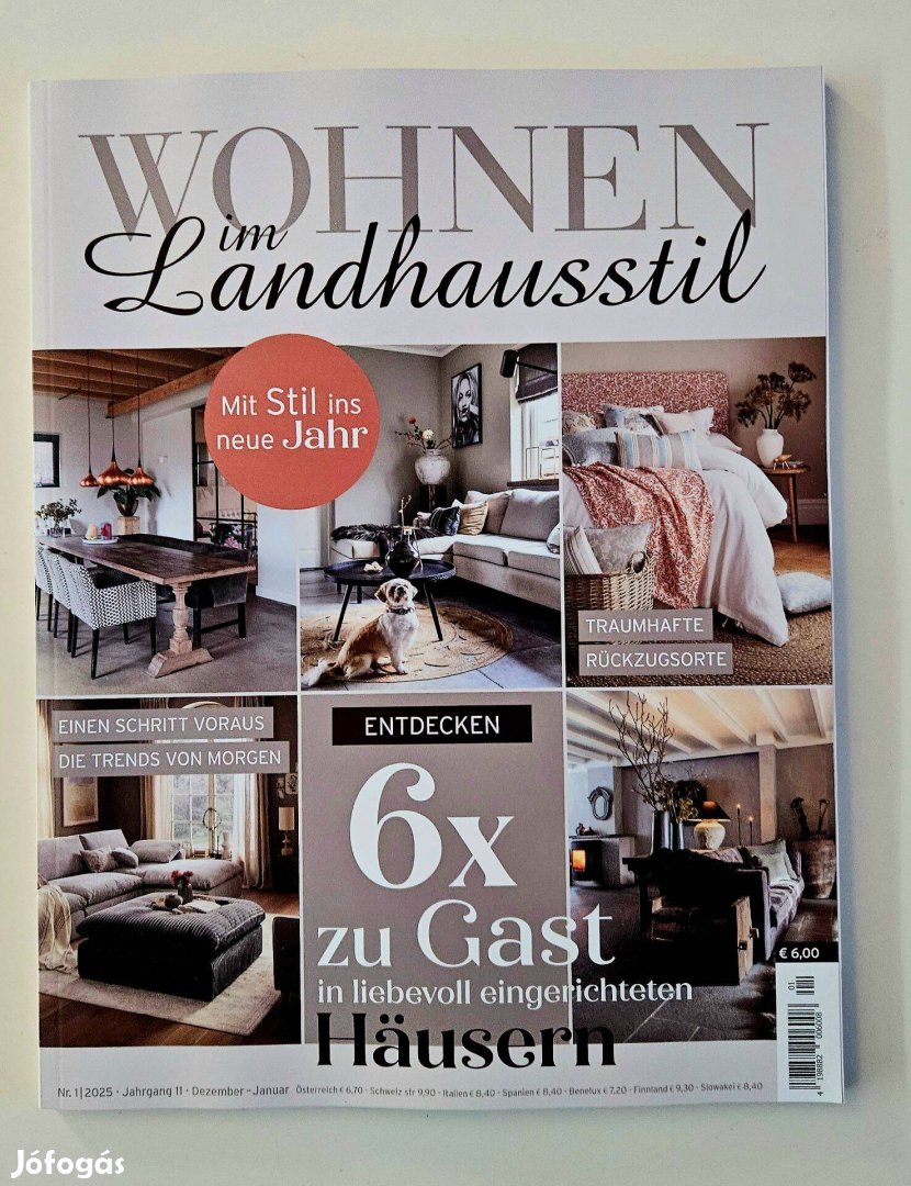 Wohnen im Landhausstil német nyelvű lakberendezési magazin 2025/1