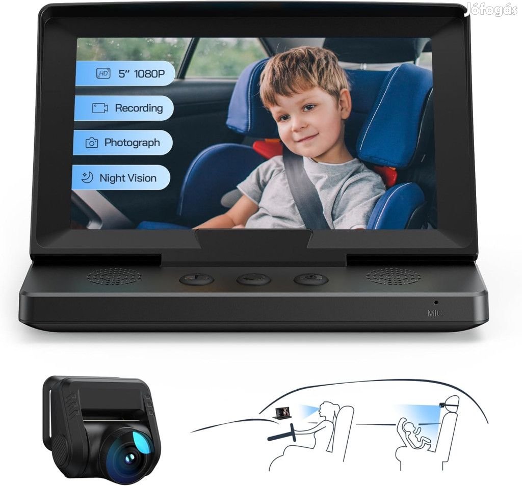 Wolfang 1080p autós kamera kijelzővel, OUTLET termék
