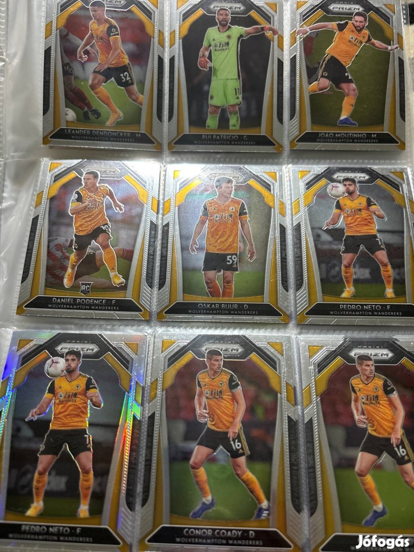 Wolverhampton Panini Prizm focis kártyák