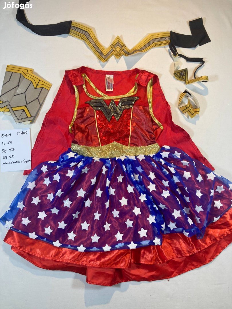 Wonder Woman jelmez, lány szuperhős jelmez 5-6 év M100