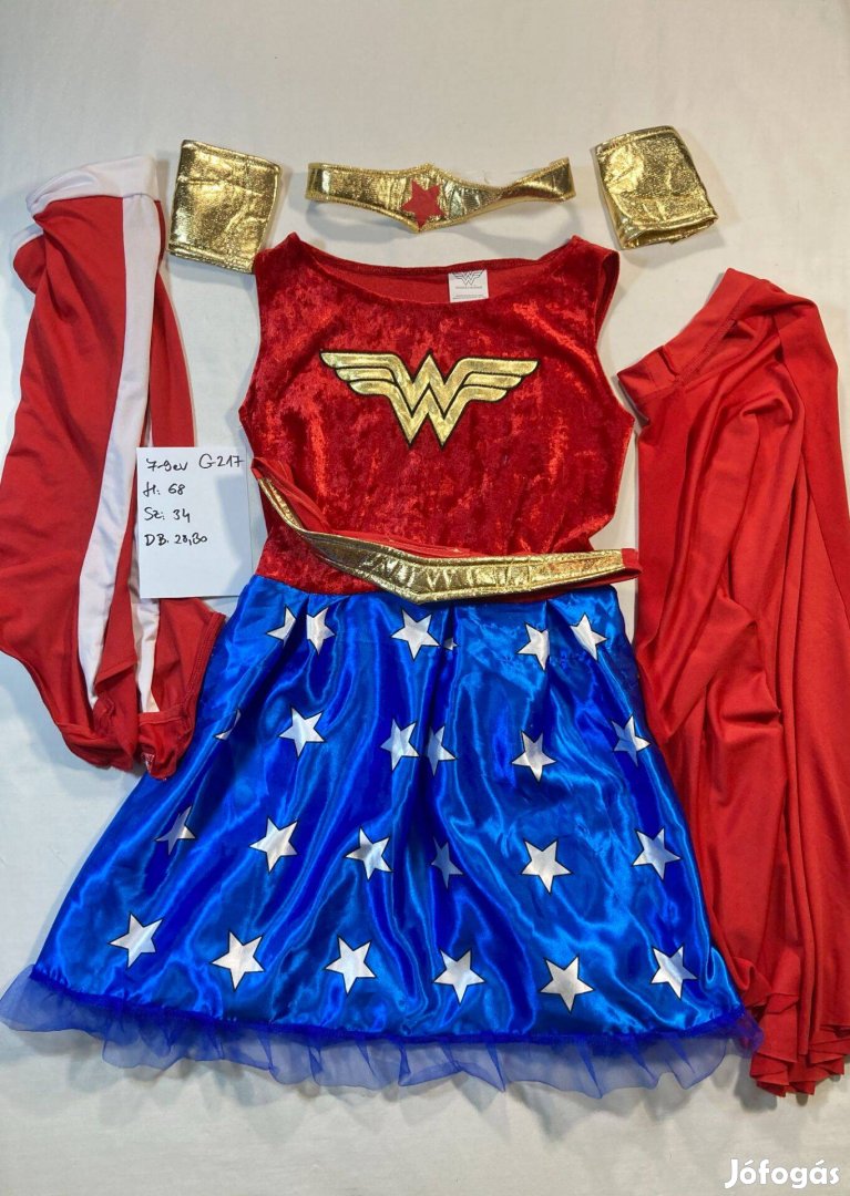 Wonder Woman jelmez, lány szuperhős jelmez 7-9 év G217