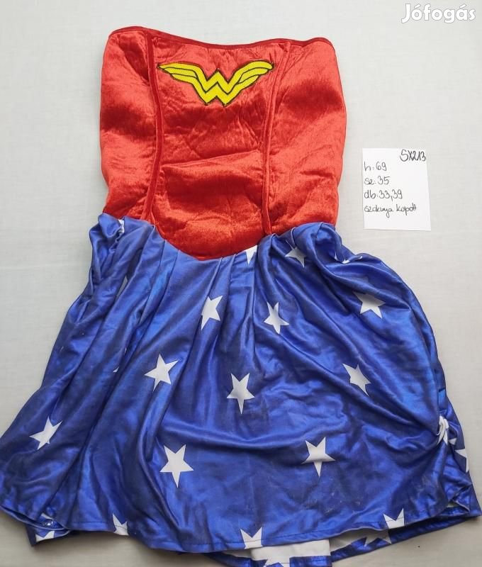 Wonder woman jelmez, lány szuperhős jelmez, felnőtt jelmez SX213